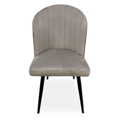 Lot de 2 chaises matelassées coutures verticales Louvenda Velours Taupe