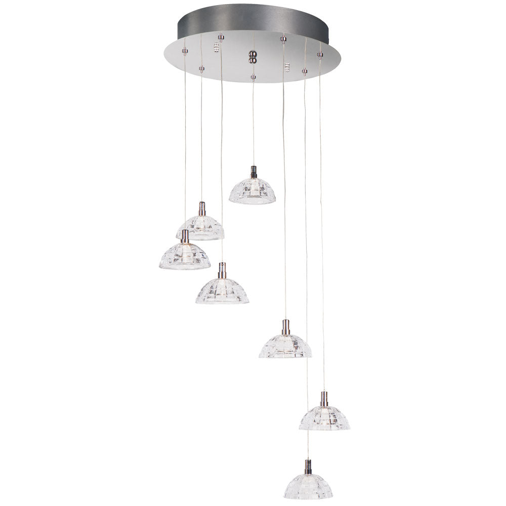 Suspension type cascade inox 7 lumières Gauss