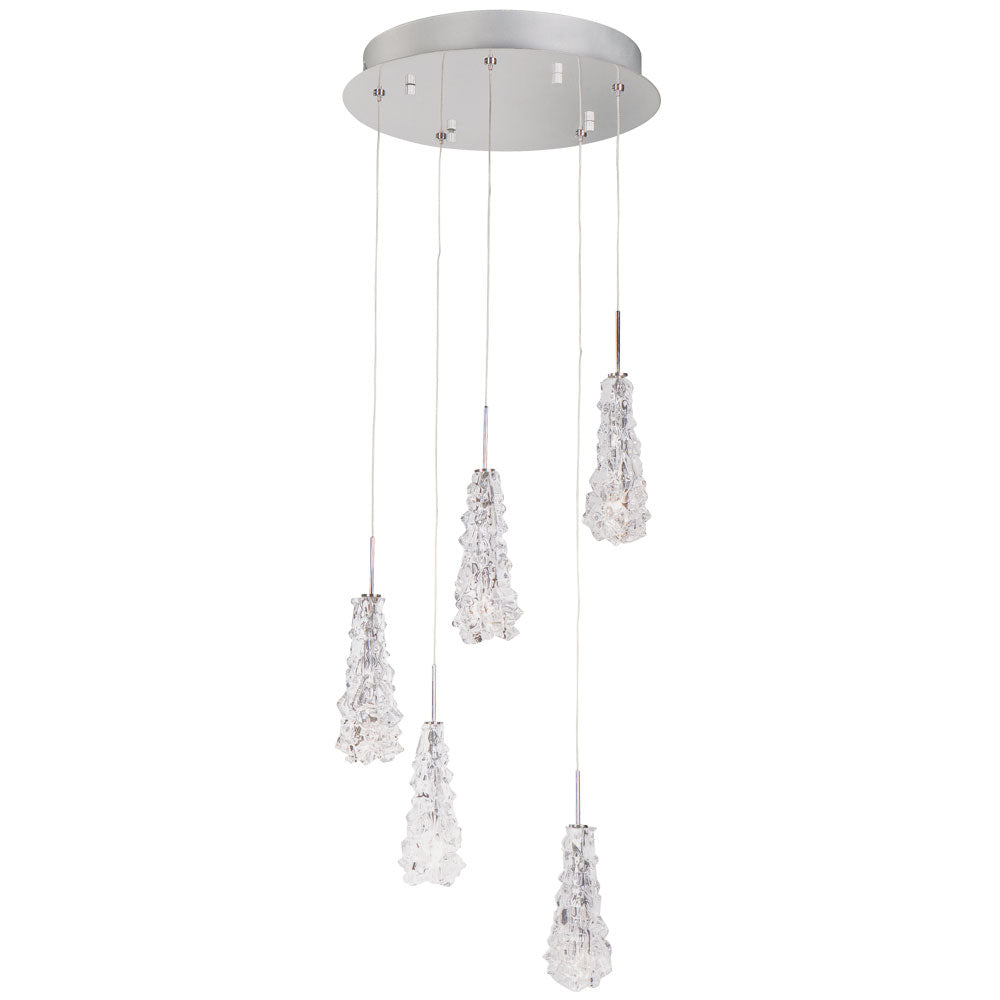 Suspension type cascade verre 5 lumières Camara