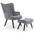 Sillón escandinavo y puf Lylou de terciopelo gris