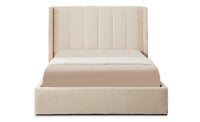 Lit double avec sommier relevable Baccar 140x190cm tissu bouclette crème