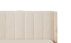 Cama doble con base tapizada elevable Baccar 140x190cm, tela bouclé color crema