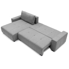 Sofá esquinero convertible Chybel de tela gris