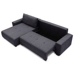 Canapé d'angle convertible Chybel tissu noir