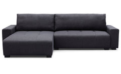 Canapé d'angle convertible Chybel tissu noir