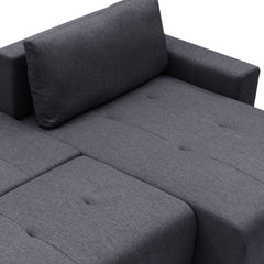 Canapé d'angle convertible Chybel tissu noir