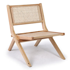 Chaise pliante Masdam Bois massif brun foncé et cannage en rotin