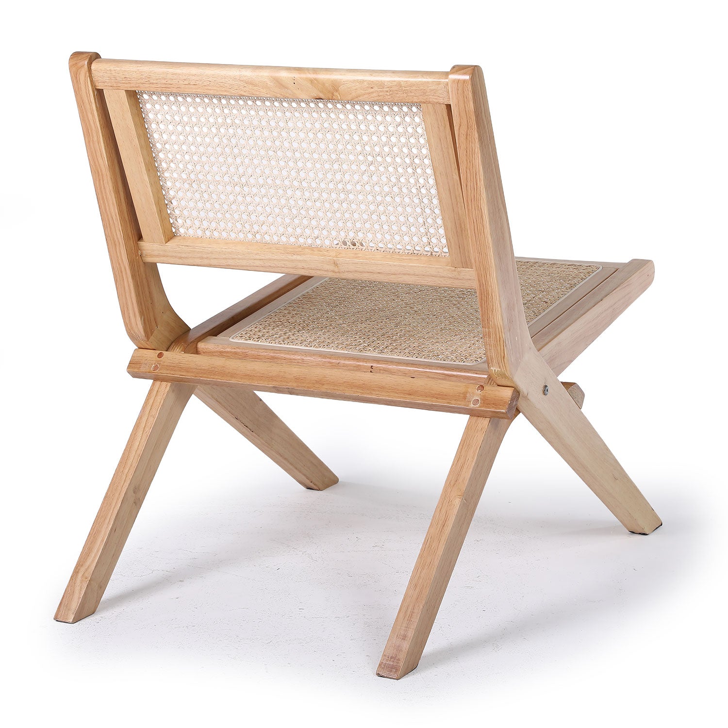 Chaise pliante Masdam Bois massif brun foncé et cannage en rotin