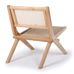 Chaise pliante Masdam Bois massif brun foncé et cannage en rotin