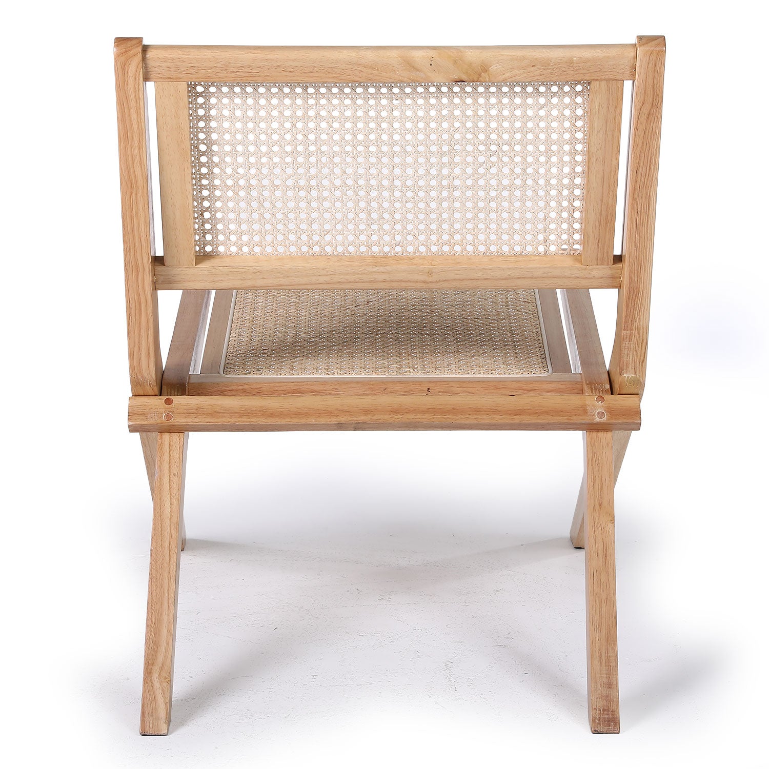 Chaise pliante Masdam Bois massif brun foncé et cannage en rotin