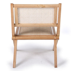 Chaise pliante Masdam Bois massif brun foncé et cannage en rotin