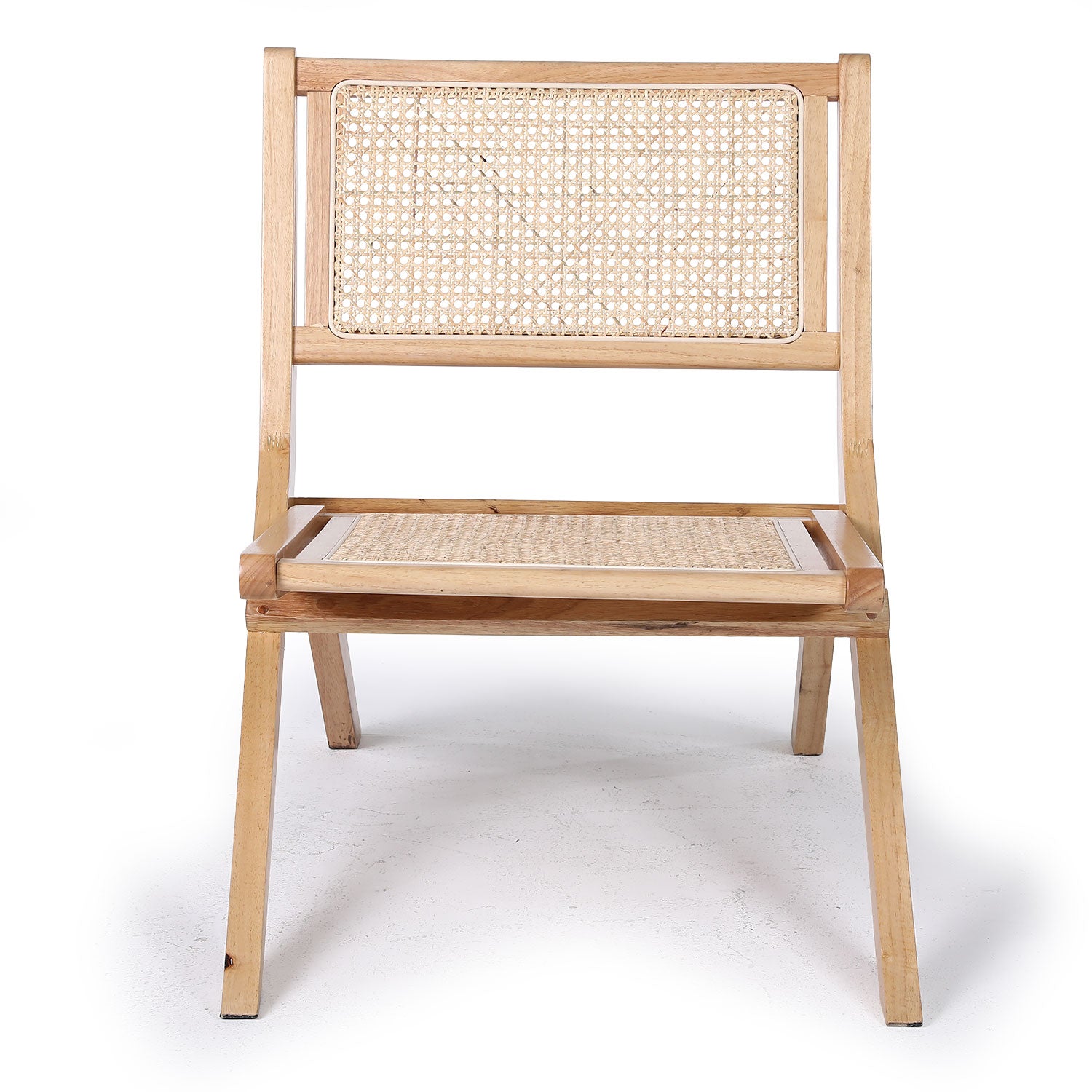 Chaise pliante Masdam Bois massif brun foncé et cannage en rotin