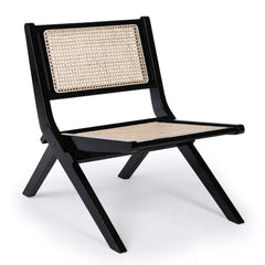 Chaise pliante Masdam Bois massif naturel et cannage en rotin