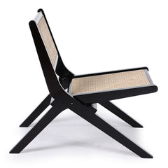 Chaise pliante Masdam Bois massif naturel et cannage en rotin