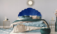 Cabecero de cama 140 cm Avia terciopelo azul