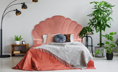 Cabecero de 160 cm de terciopelo rosa concha