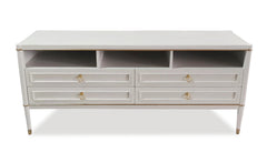 Meuble TV Bais 4 tiroirs beige clair et or