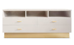 Mueble de TV con 4 cajones, color topo claro y oro