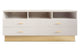 Mueble de TV con 4 cajones, color topo claro y oro