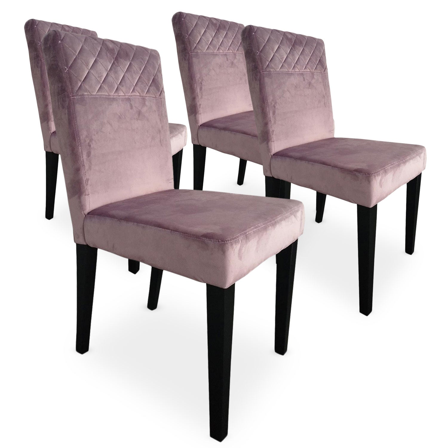 Lot de 4 chaises matelassées Milo Velours Rose