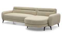 Canapé d'angle convertible avec méridienne arrondie Milord Tissu texturé taupe
