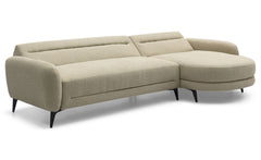 Canapé d'angle convertible avec méridienne arrondie Milord Tissu texturé taupe