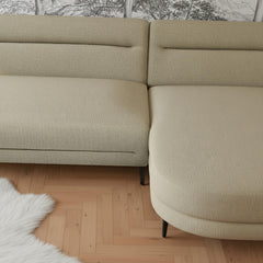 Canapé d'angle convertible avec méridienne arrondie Milord Tissu texturé taupe