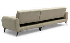 Canapé d'angle convertible avec méridienne arrondie Milord Tissu texturé taupe