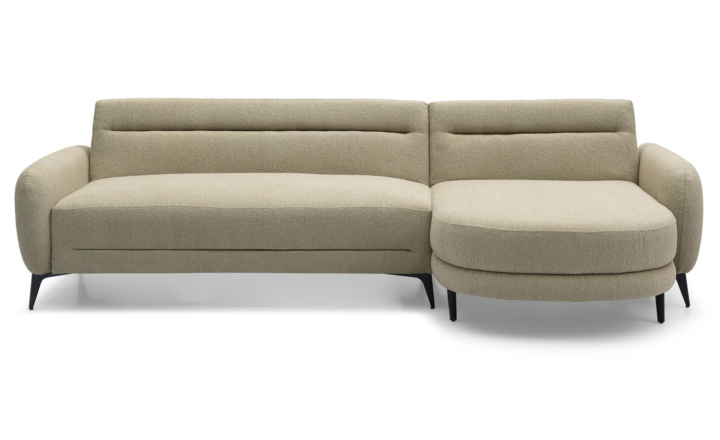 Canapé d'angle convertible avec méridienne arrondie Milord Tissu texturé taupe