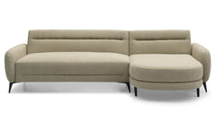 Canapé d'angle convertible avec méridienne arrondie Milord Tissu texturé taupe