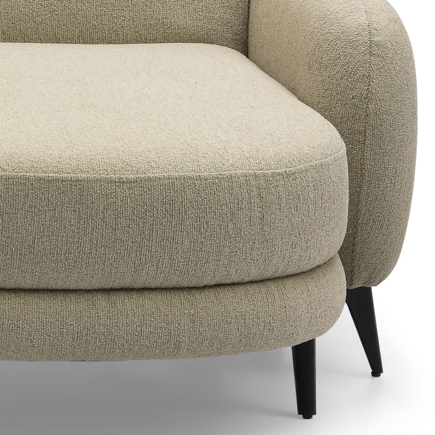 Canapé d'angle convertible avec méridienne arrondie Milord Tissu texturé taupe