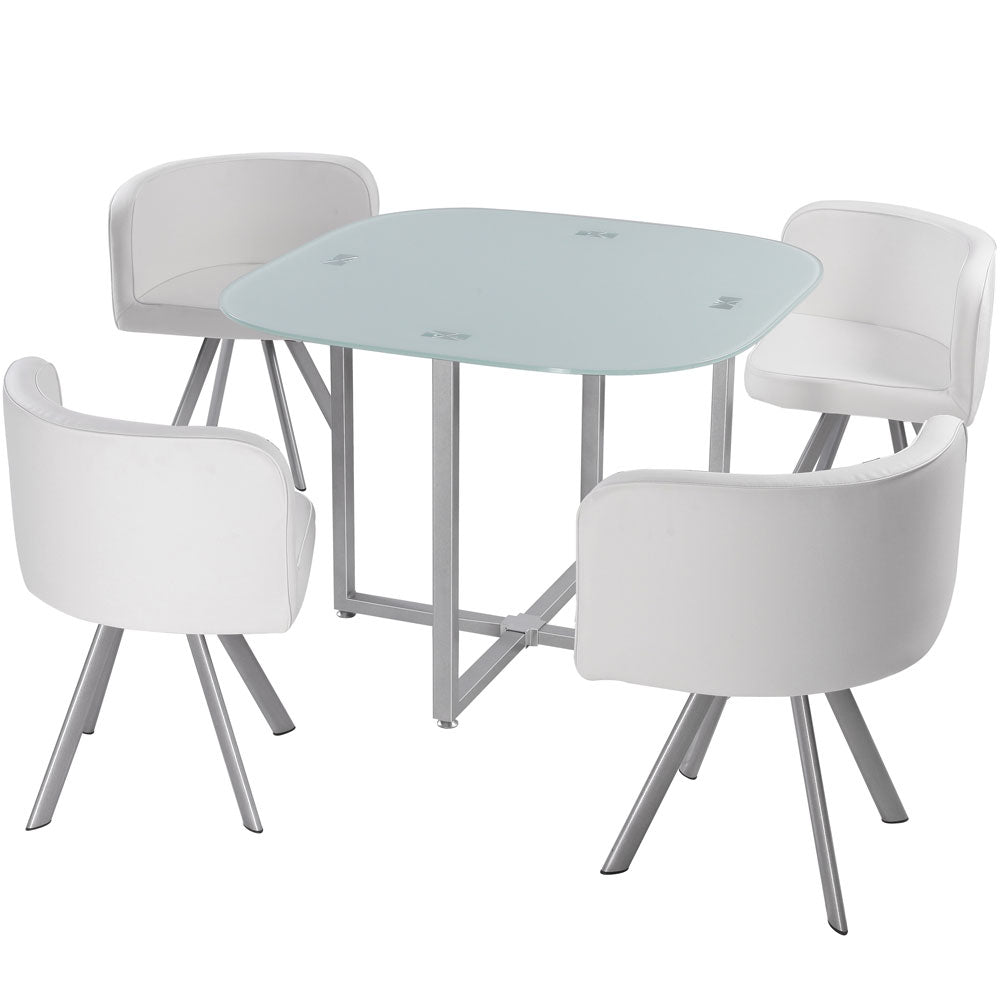 Table carrée pratique gain de place Mosaic 90 verre blanc
