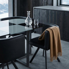 Table 90x150cm avec 6 sièges gain de place Mosaic XL Verre Noir/Gris et Métal noir