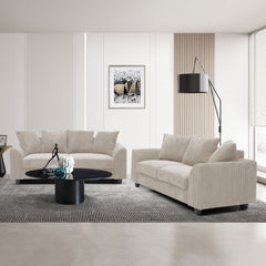 Canapé contemporain 2 places Mozart Velours côtelé Beige
