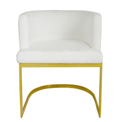 Chaise en velours Awaky blanc avec pieds en or