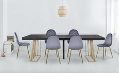 Lot de 4 chaises Atona en velours argent matelassées