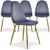 Lot de 4 chaises Atona en velours argent matelassées