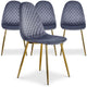 Lot de 4 chaises Atona en velours argent matelassées