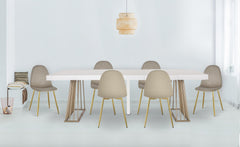 Lot de 8 chaises matelassées pieds or Atona velours taupe