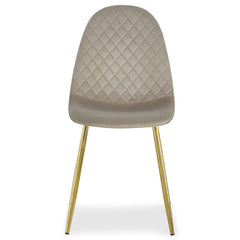 Lot de 8 chaises matelassées pieds or Atona velours taupe