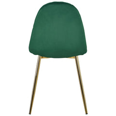 Juego de 8 sillas Atona tapizadas con patas doradas de terciopelo verde