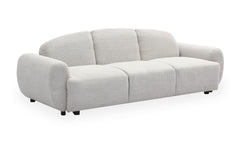 Canapé convertible 3 places dossier et accoudoirs arrondis Cecora tissu texturé gris clair
