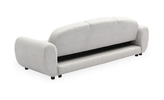 Canapé convertible 3 places dossier et accoudoirs arrondis Cecora tissu texturé gris clair