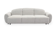 Canapé convertible 3 places dossier et accoudoirs arrondis Cecora tissu texturé gris clair