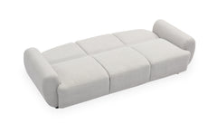 Canapé convertible 3 places dossier et accoudoirs arrondis Cecora tissu texturé gris clair
