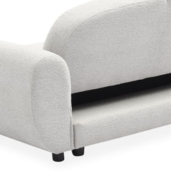 Canapé convertible 3 places dossier et accoudoirs arrondis Cecora tissu texturé gris clair