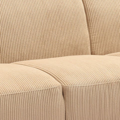 Canapé 3 places convertible Cecora dossier et accoudoirs arrondis en velours côtelé beige