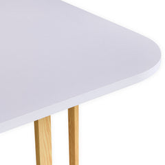 Table rectangulaire 150cm avec 6 chaises gain de place Oslo Blanc et Tissu Taupe