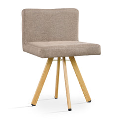 Table rectangulaire 150cm avec 6 chaises gain de place Oslo Blanc et Tissu Taupe
