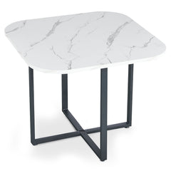 Table carrée 90cm avec 4 chaises gain de place Oslo Effet marbre blanc et Velours Noir
